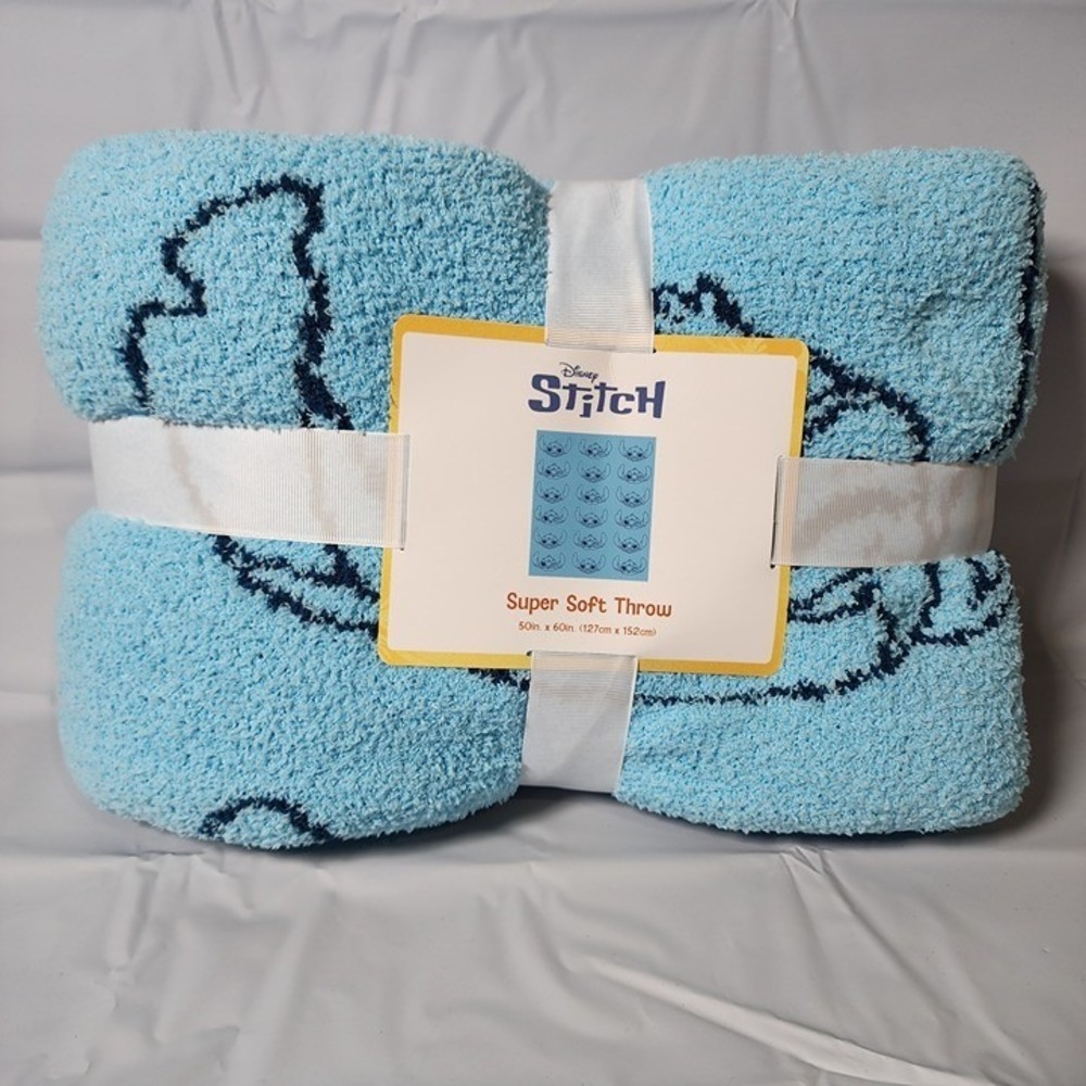 Disney Stitch Super Soft Throw 50" x 60" Polyester All Over Print Blue Blanket